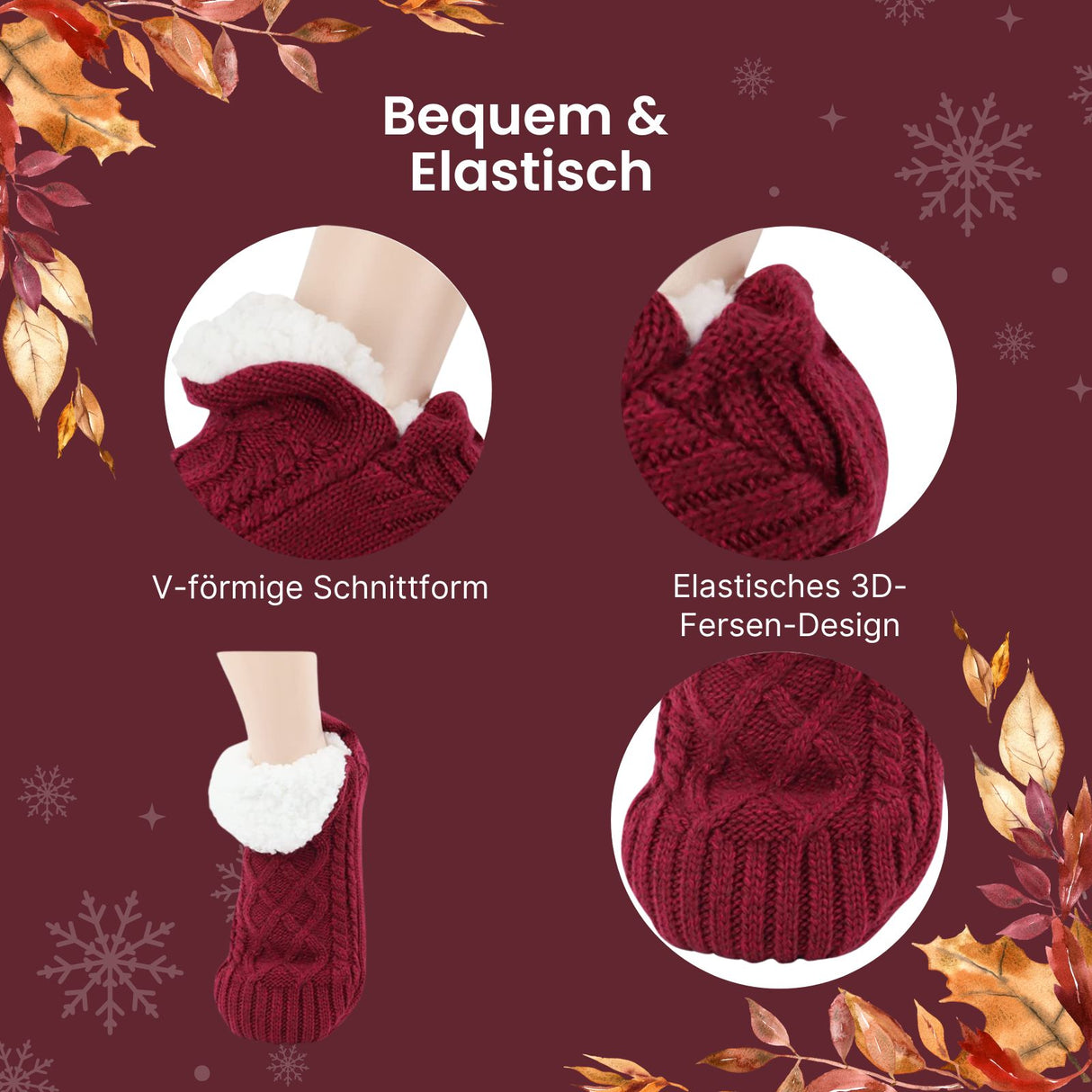 Hausschuhe Gr. 39-42 Wintersocken Pantoffeln Kuschelsocken Fuzzy-Socken