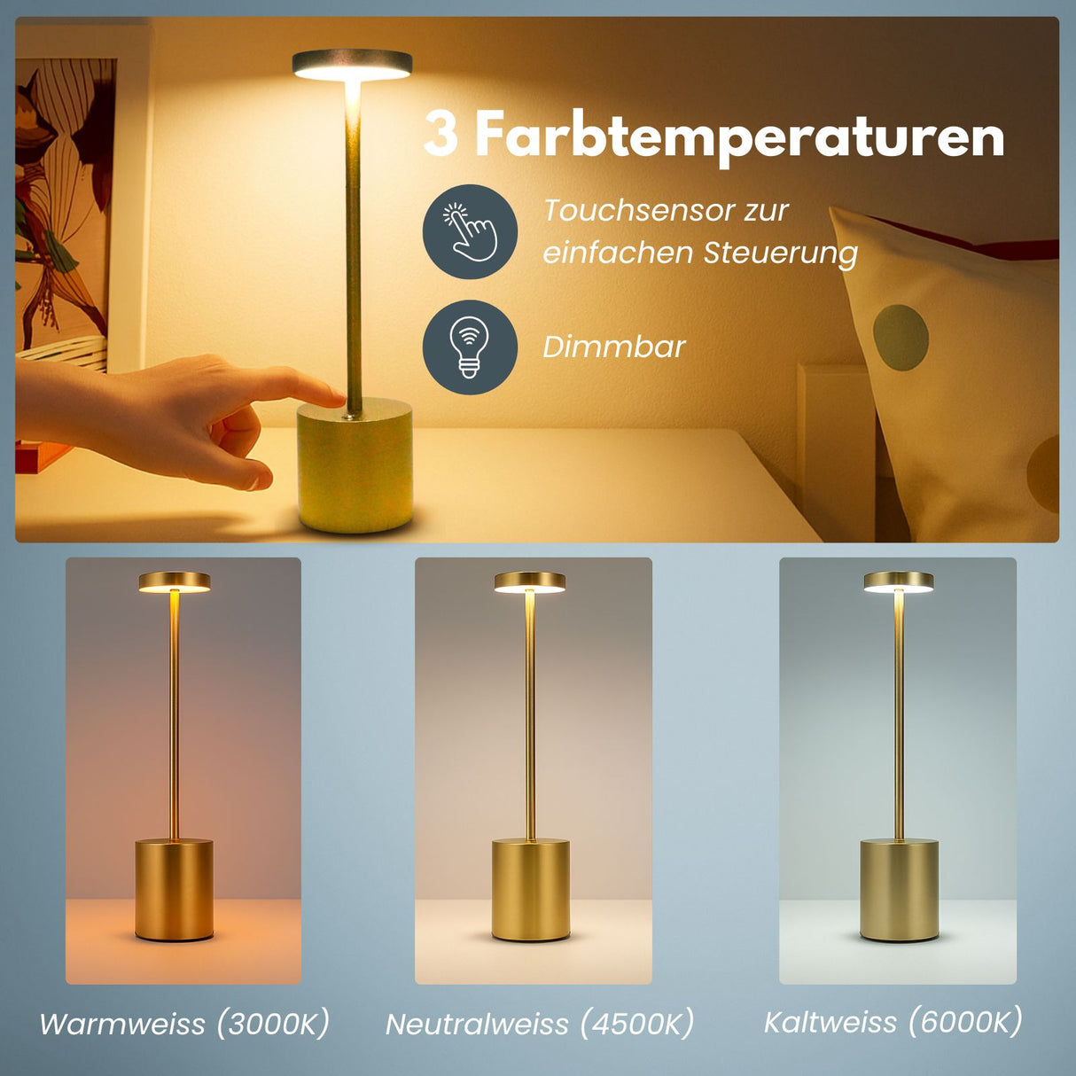 LED-Tischlampe Nachttischlampe Leuchte Schreibtischlampe Lampe