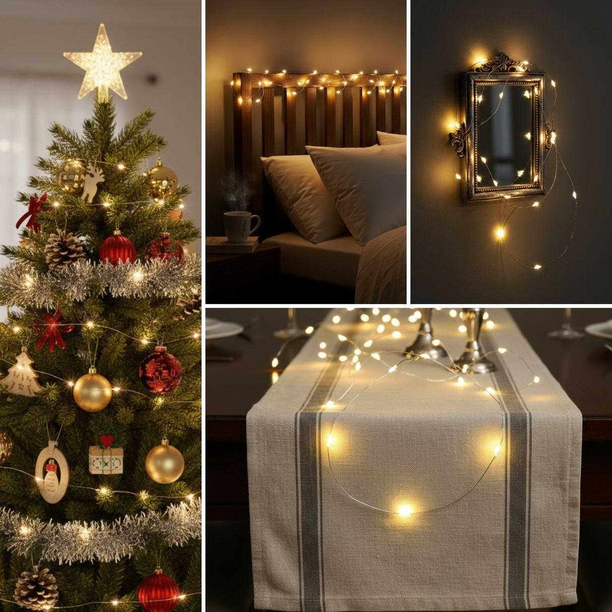 LED Kupferdraht-Lichterkette 5m Weihnachtslichterkette Deko-Lichter