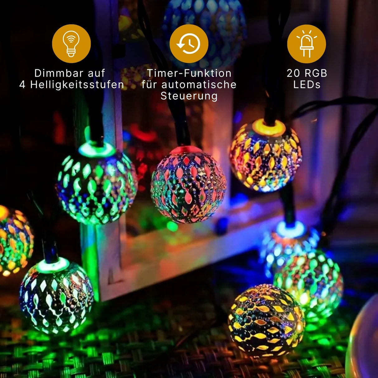 Marokkanische LED Lichterkette 3.5m Orientalische Deko Beleuchtung