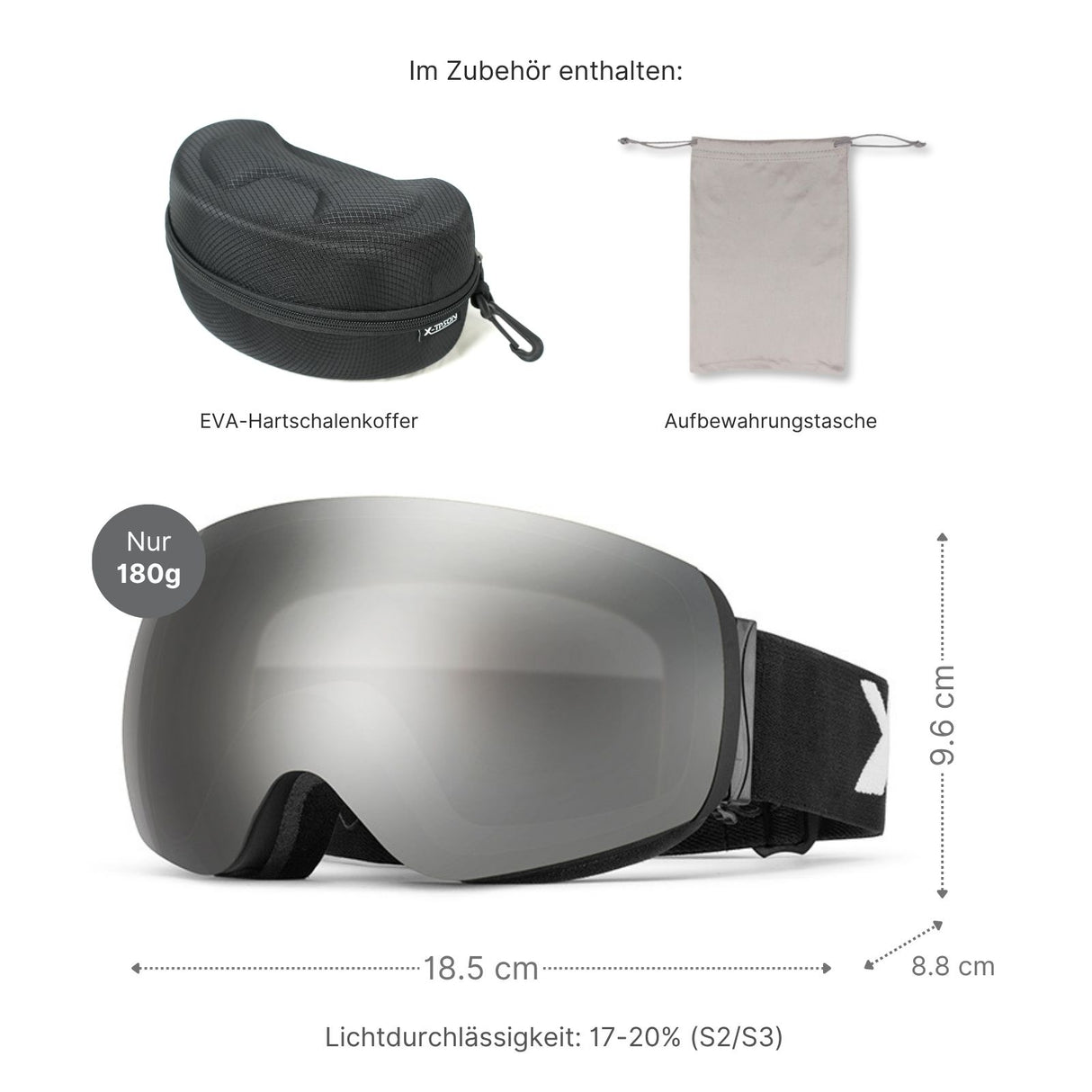 Magnetische Schutzbrille Snowboardbrille Skibrille Wintersportbrille