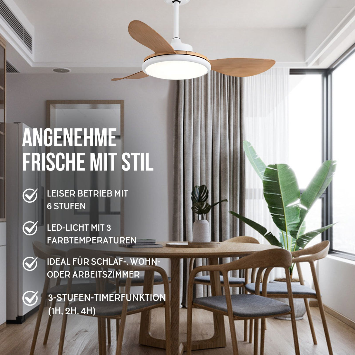 Ventilator mit LED-Beleuchtung Deckengebläse Deckenventilator