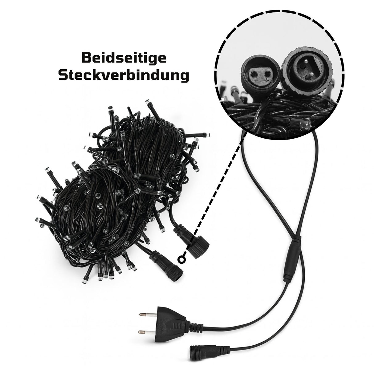 Erweiterbare LED-Lichterkette 9.7m mit Steckverbindung Verlängerung