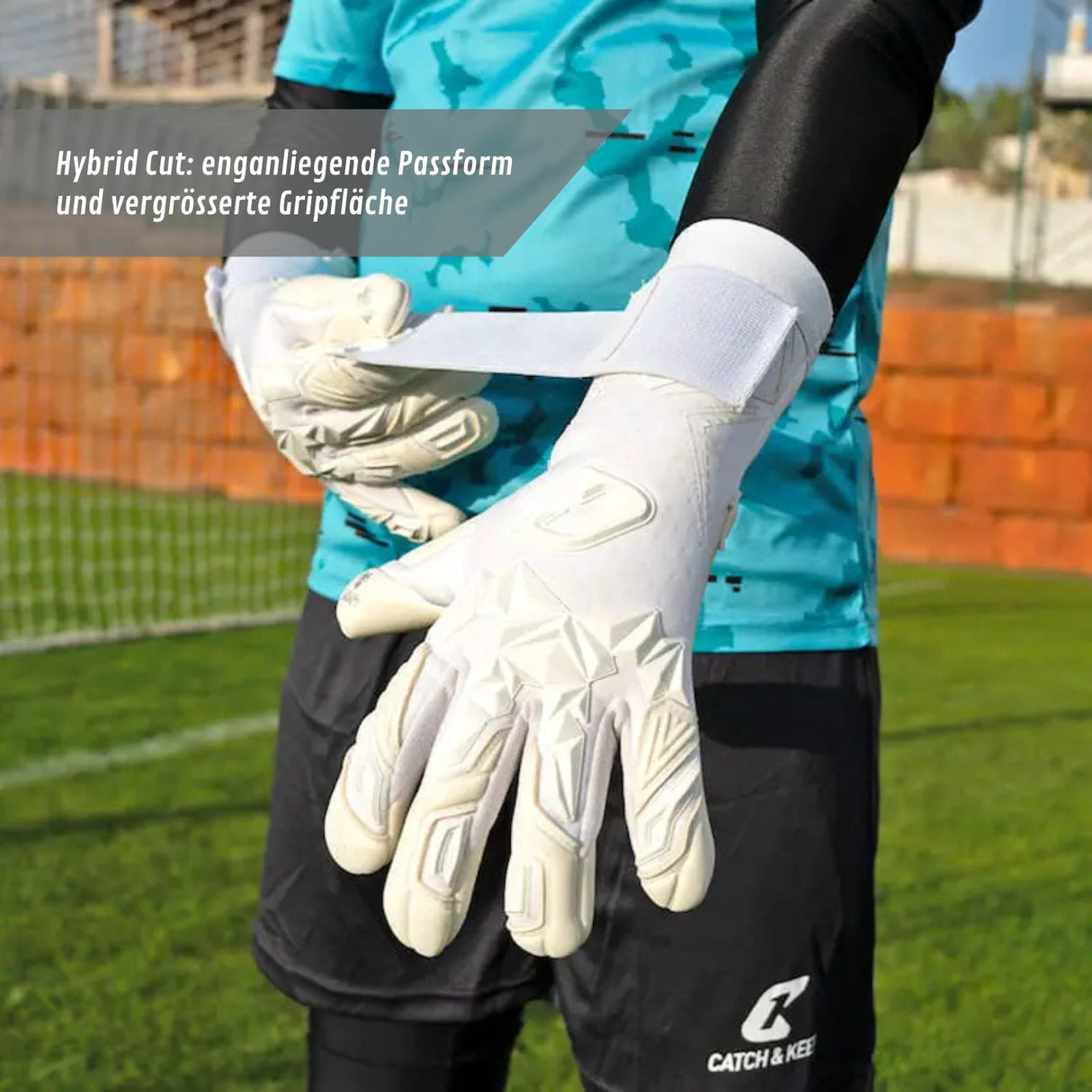 Fussballhandschuhe Pulse X All White Gr. 8 Torwart Goalie Handschuhe