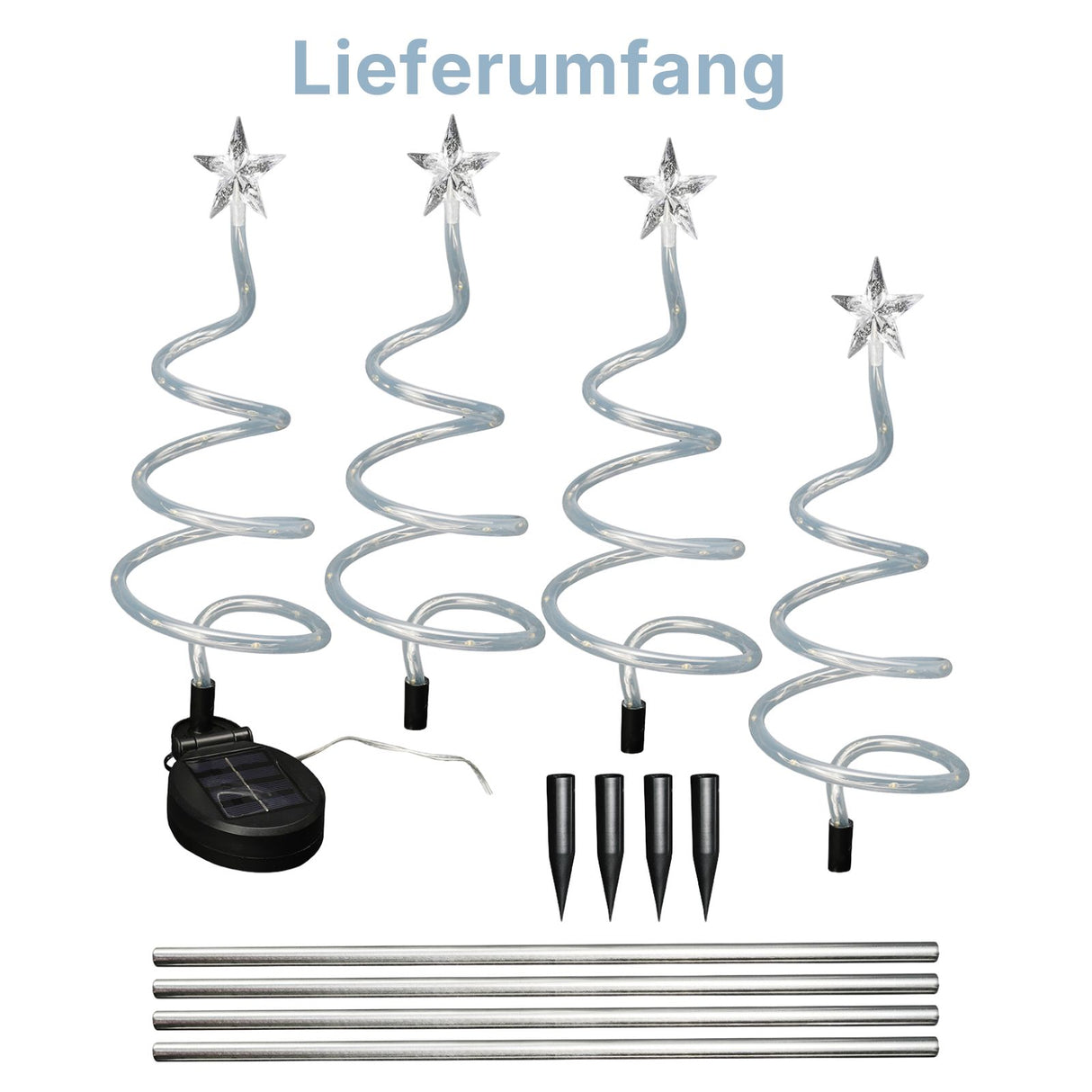 4er-Set LED-Dekoleuchte Solarleuchte Gartenbeleuchtung Spiralbaum