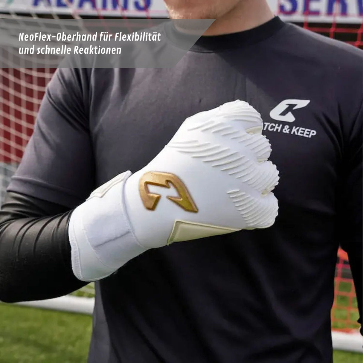 Fussballhandschuhe Invictus White Gold Gr. 7 Torwart Goalie Handschuhe