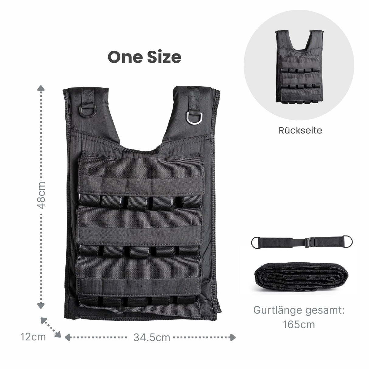 Verstellbare One Size Gewichtsweste 30kg Trainingsweste Weste