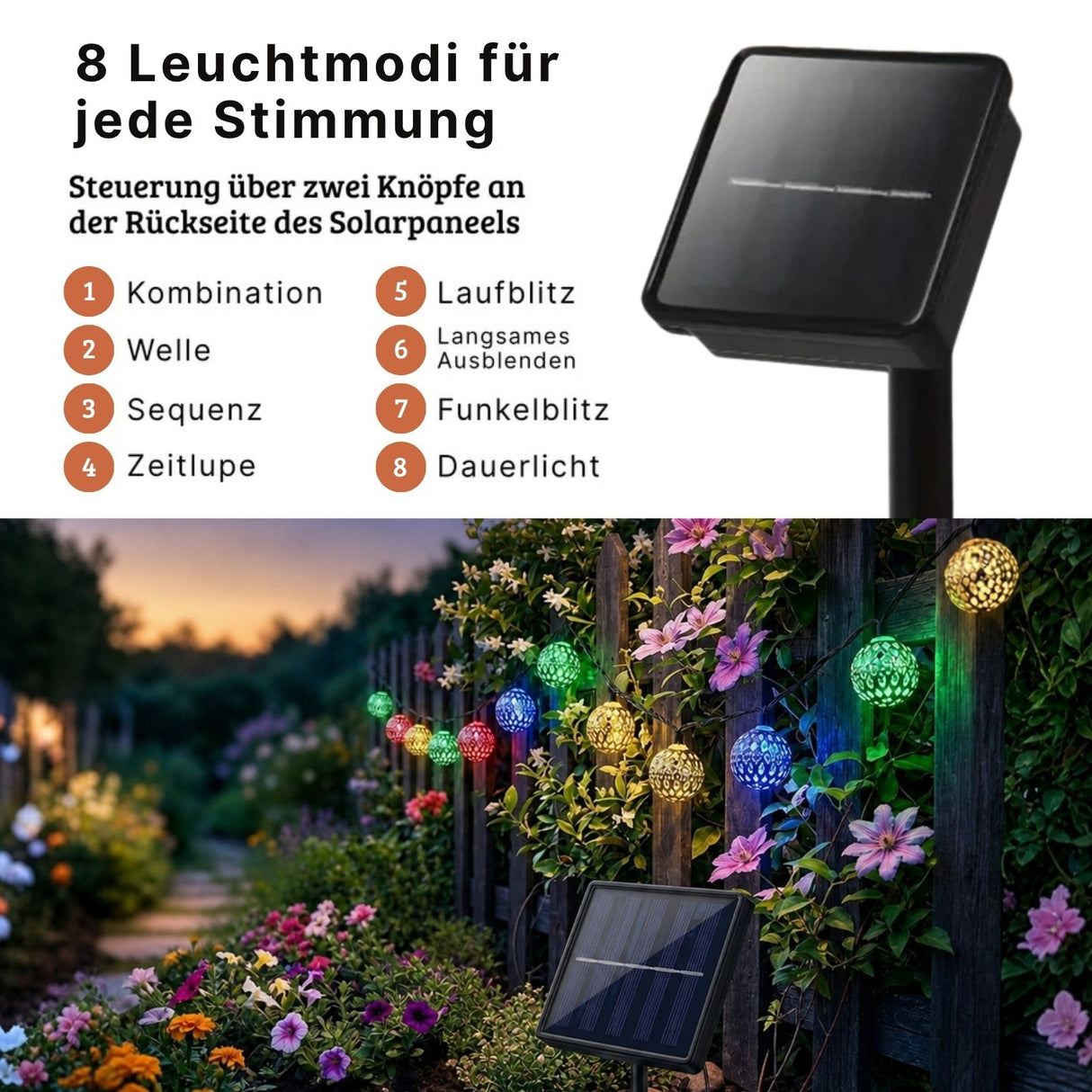 Marokkanische LED Outdoor-Dekoleuchte 4.8m Solar-Gartenbeleuchtung
