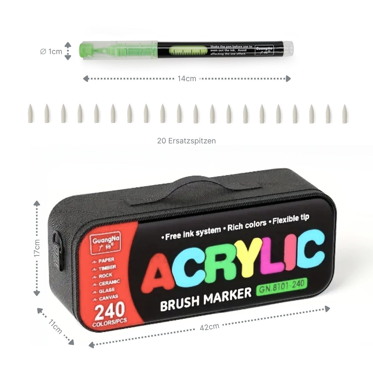 240-tlg. Set Acrylmarker Acryl Brush Marker Arcrylstifte Pinselstifte