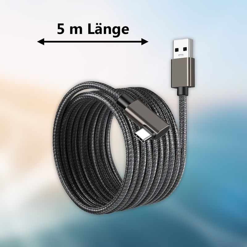 Kabel für VR Brille 5m Datenkabel für Oculus Quest 1 + 2 VR Headset