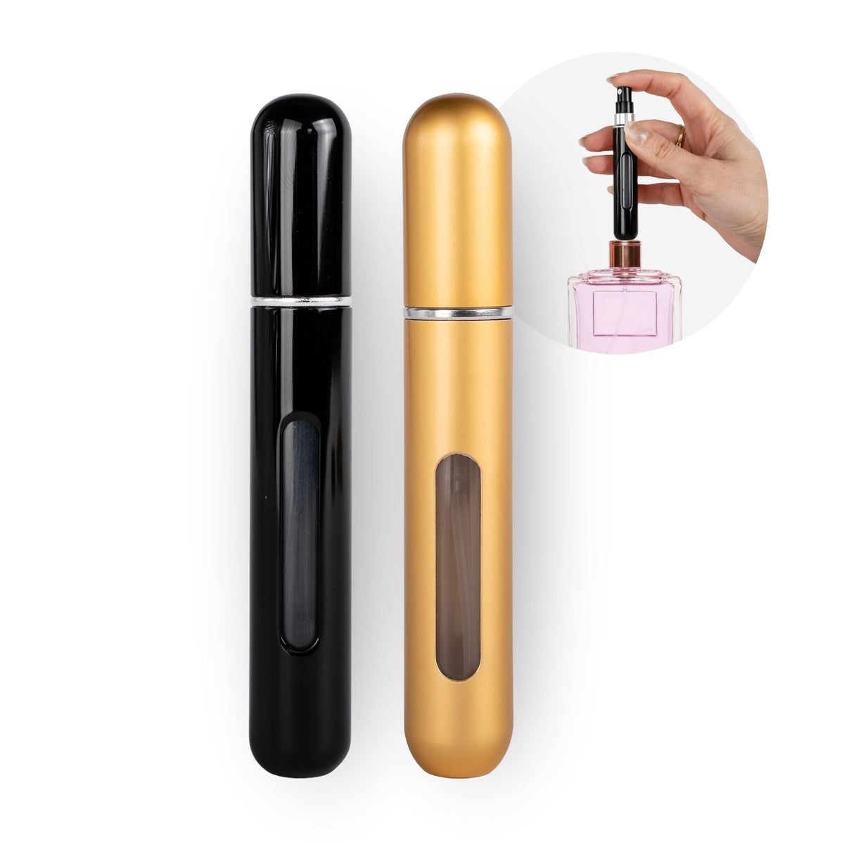 2er-Set Mini-Parfümzerstäuber 8ml Parfum Vaporisateur Goldig Schwarz