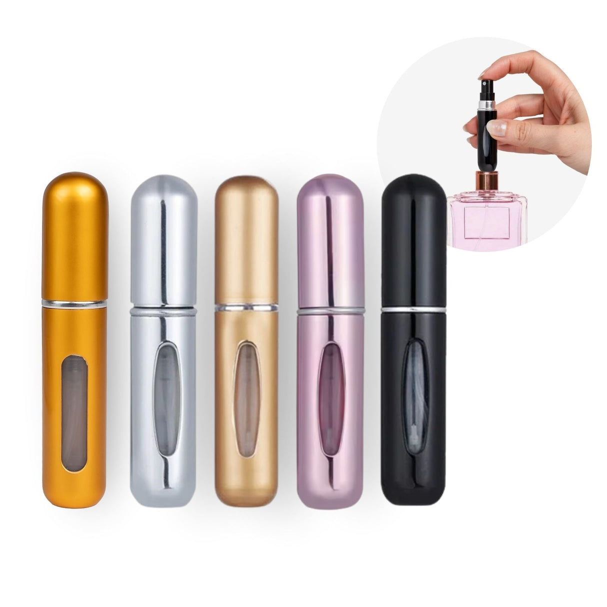 5er-Set Mini-Parfümzerstäuber 5ml Parfum Vaporisateur Mehrfarbig