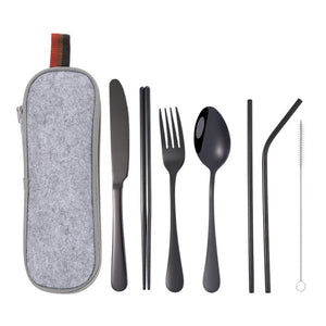 Campingbesteck-Set Outdoor Essbesteck 8-teilig Cutlery mit Beutel