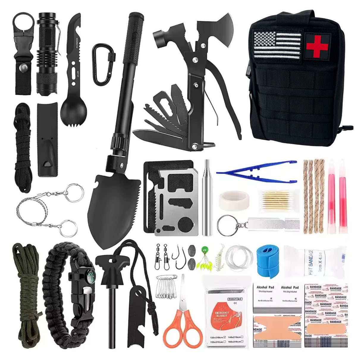 103-teiliges Survival-Kit Outdoor-Survival-Rucksack Survival-Tools SOS-Erste-Hilfe-Kit