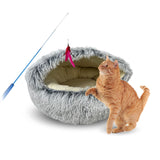 Flauschige Katzenhöhle mit Katzenangel mit Federanhänger 10-tlg.