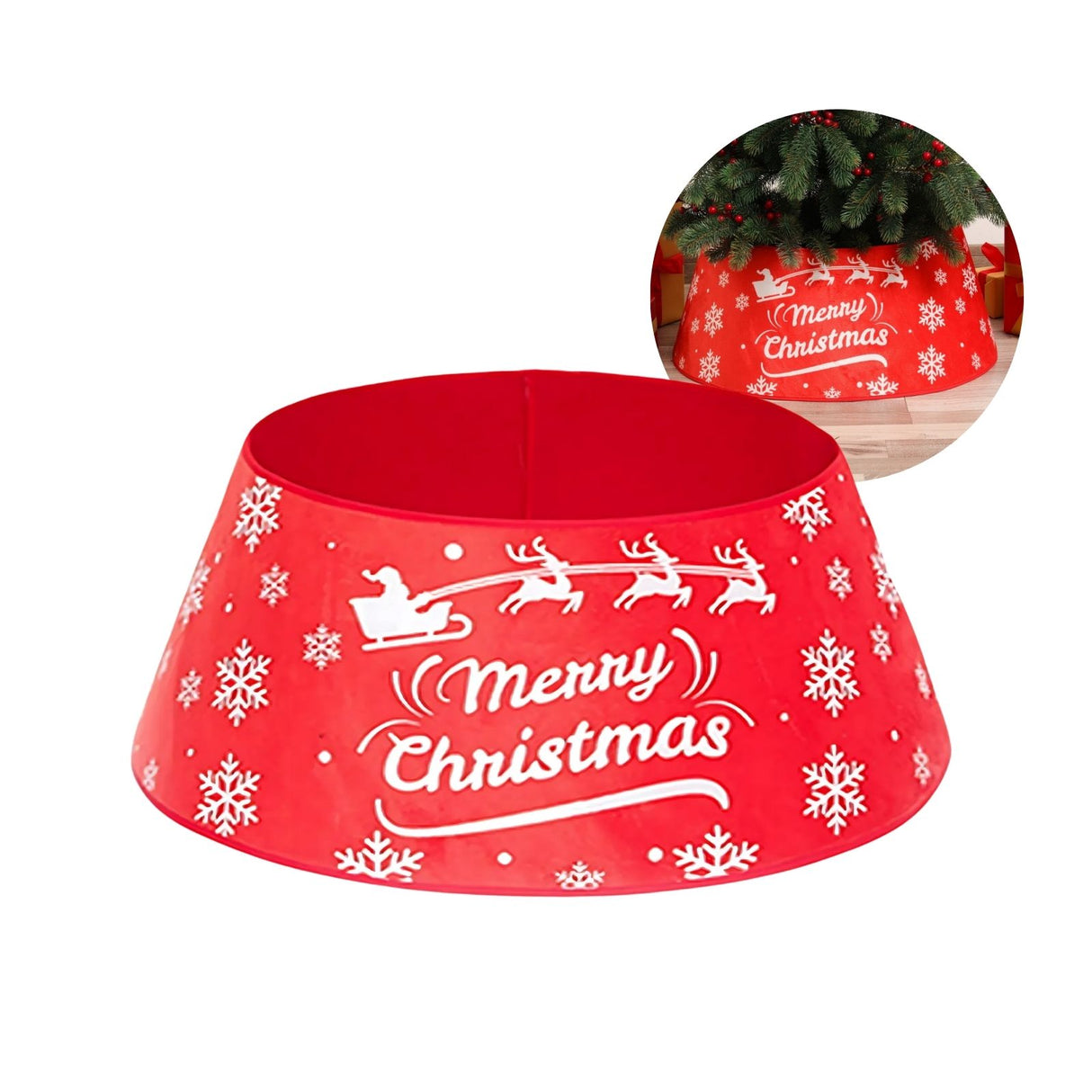 Baumständer-Verkleidung Merry Christmas Christbaumständer-Kragen Weihnachtsbaumrock