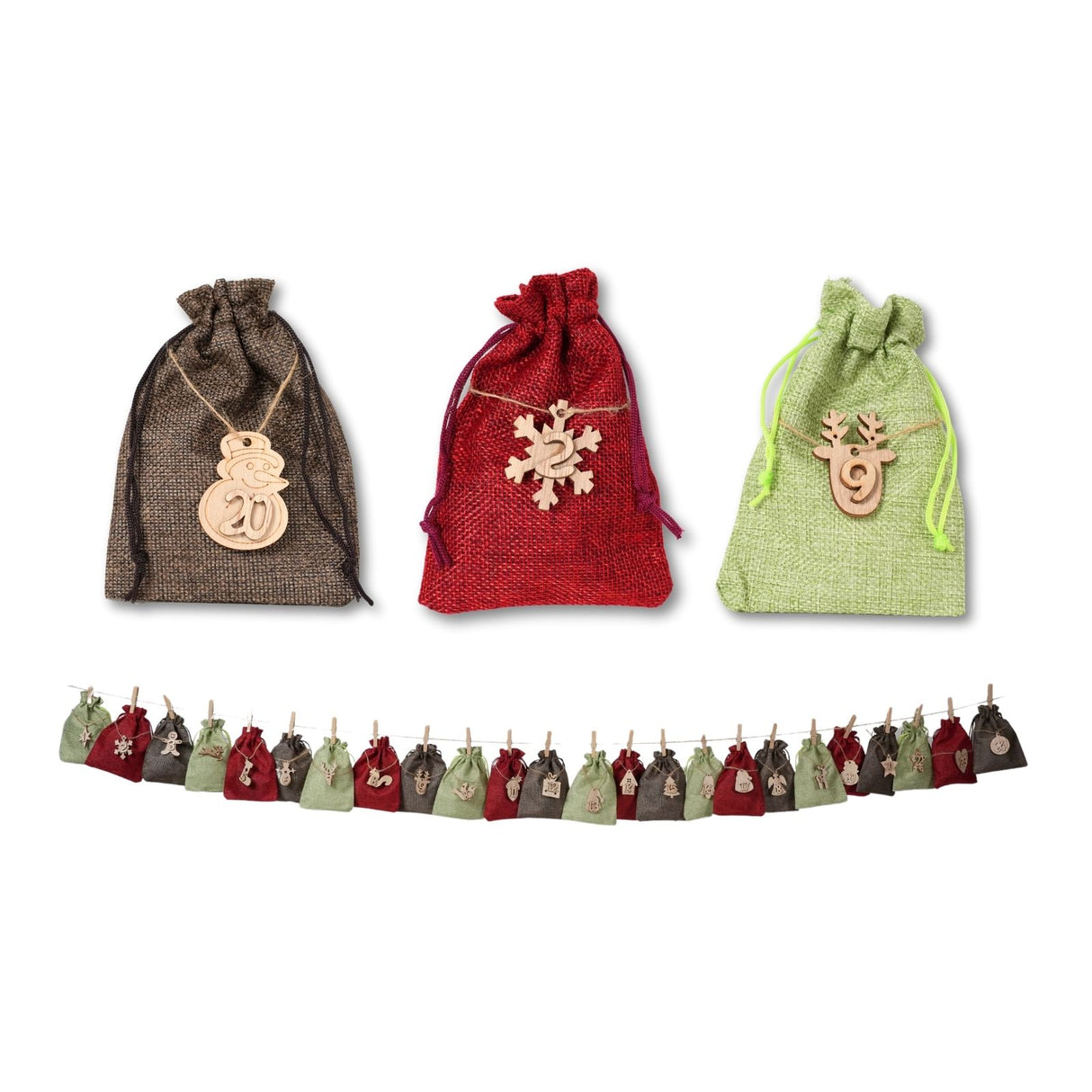 Do-It-Yourself-Adventskalender Weihnachtskalender zum Befüllen Jutebeutel