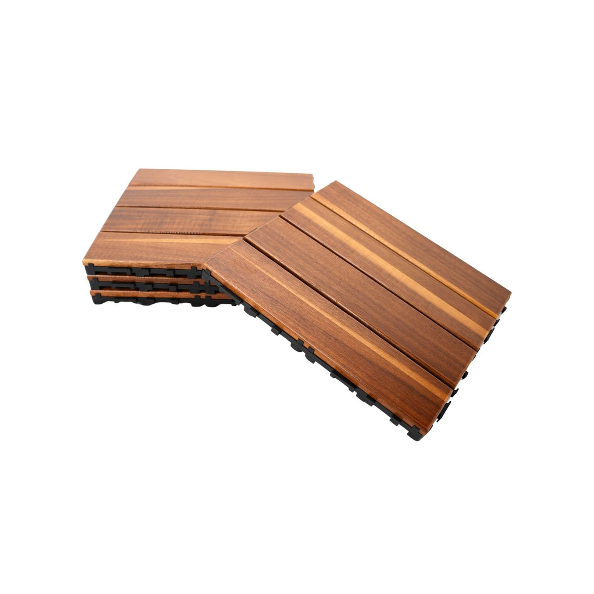 4er-Set Akazienholz-Fliesen Bodenplatten Klickfliesen Holzfliesen