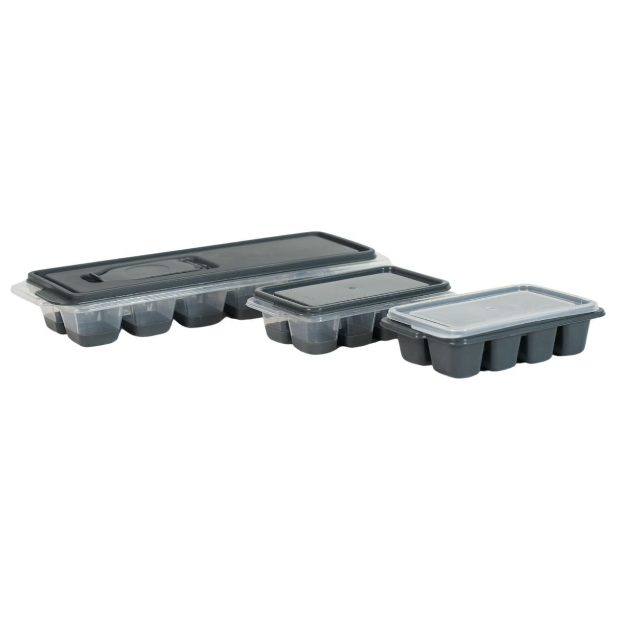 3er-Set Eiswürfelbehälter mit Deckel Eiswürfelformen Eiswürfelschalen
