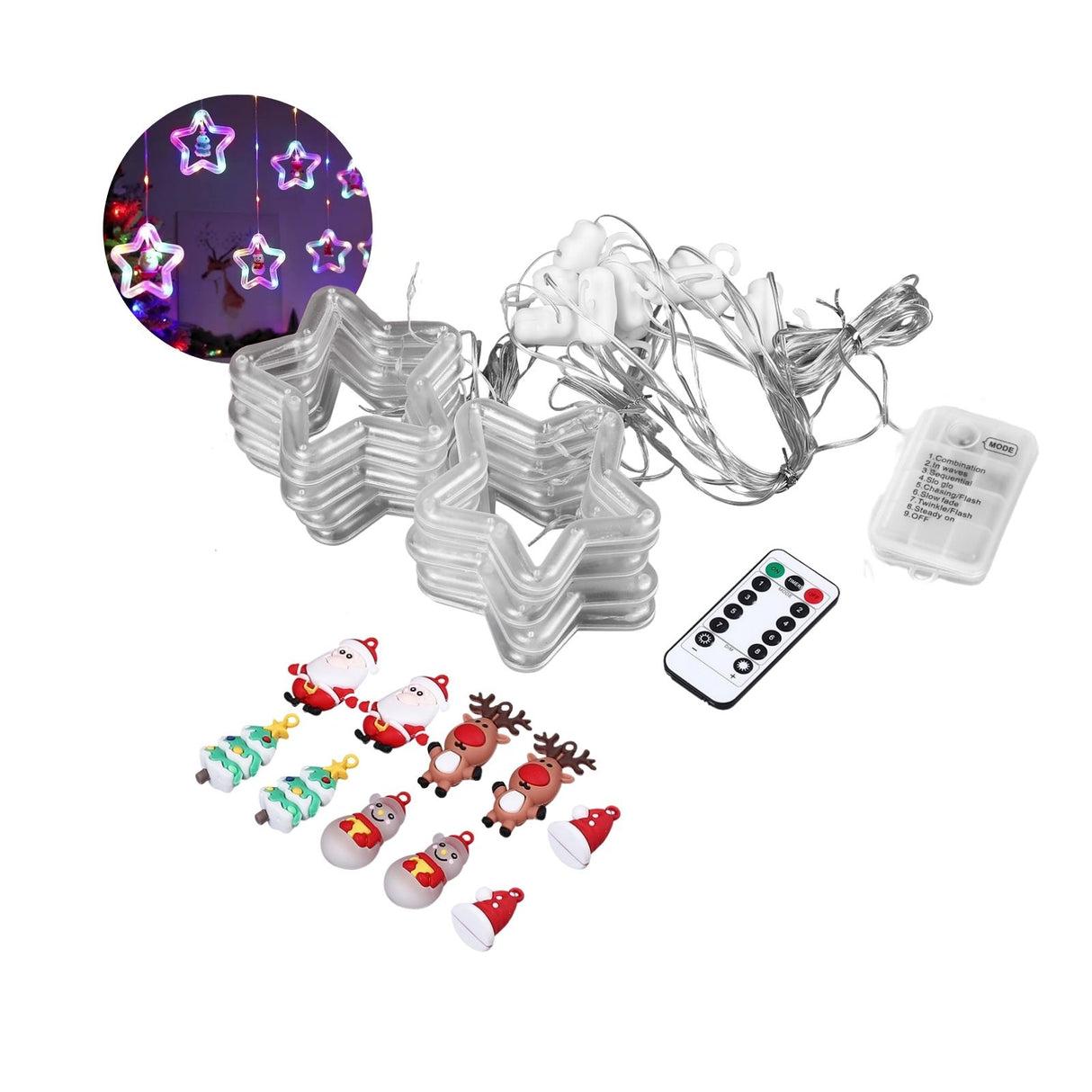 LED Weihnachtslichterkette 3m Sternlichterkette Sternen-Lichtervorhang