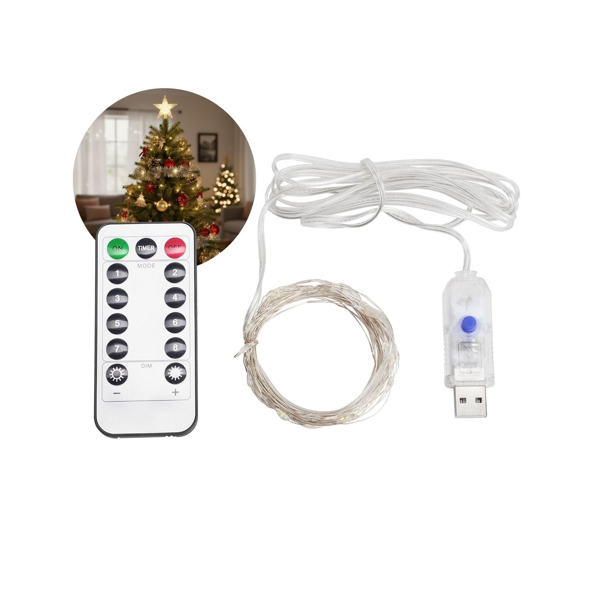 LED Kupferdraht-Lichterkette 5m Weihnachtslichterkette Deko-Lichter