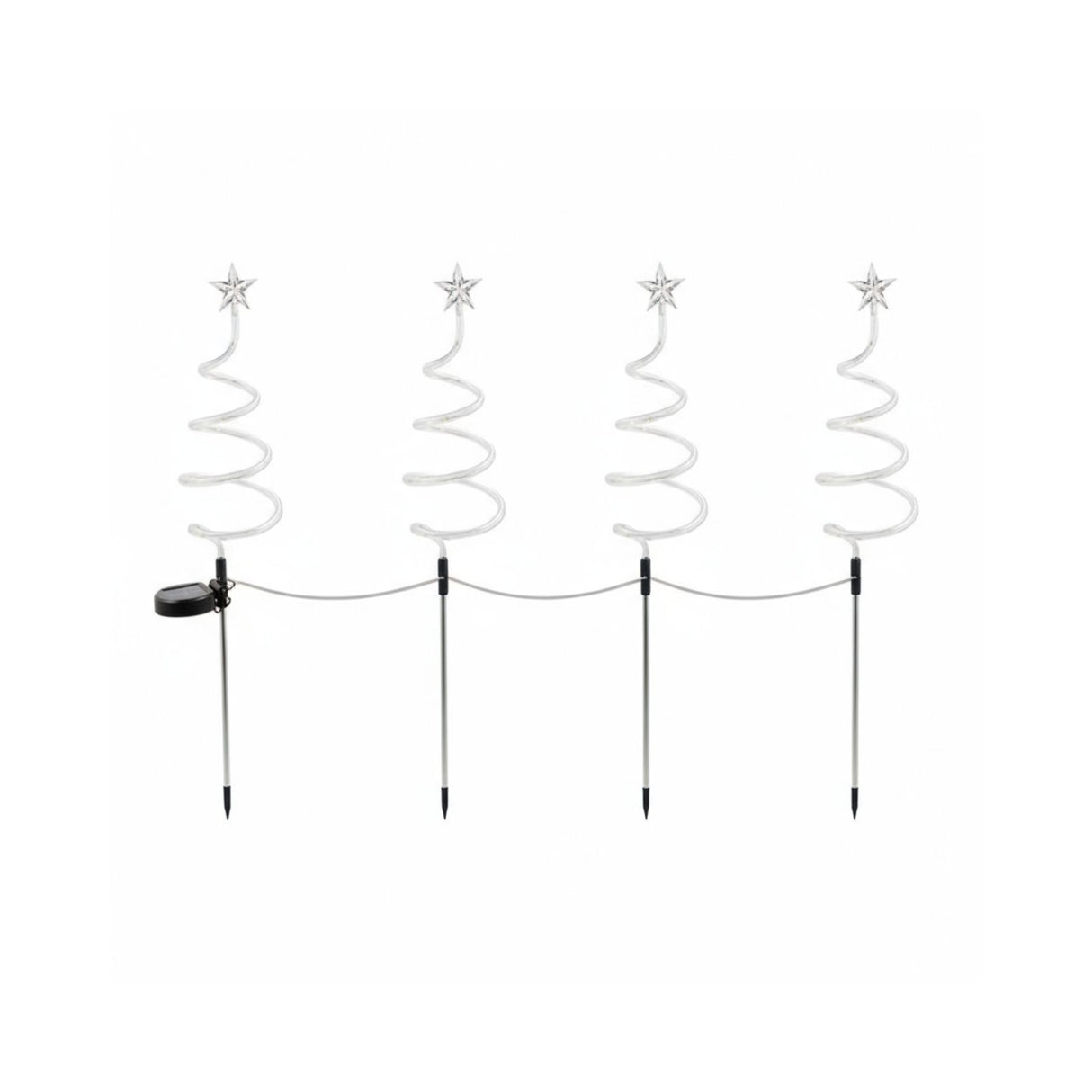4er-Set LED Solar-Spiralbaum Lichterkette Weihnachtsdeko Solarleuchte