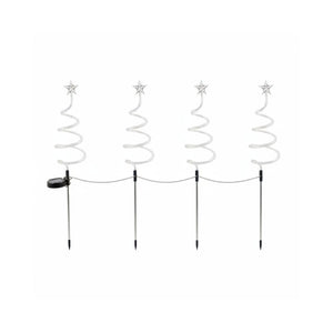 4er-Set LED Solar-Spiralbaum Lichterkette Weihnachtsdeko Solarleuchte