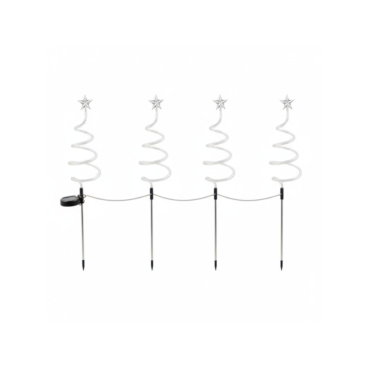 4er-Set LED Solar-Spiralbaum Solarleuchte Lichterkette Weihnachtsdeko
