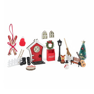 24-tlg. Wichteltür-Set Miniaturwelt Weihnachtsdeko Elfentür-Zubehör