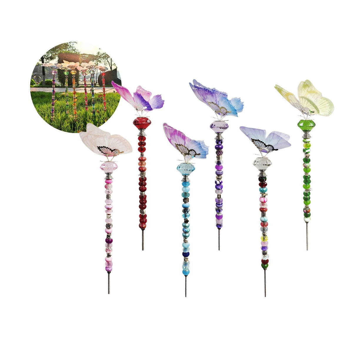 6er Set Gartenstecker Schmetterling Dekostecker Deko-Schmetterling