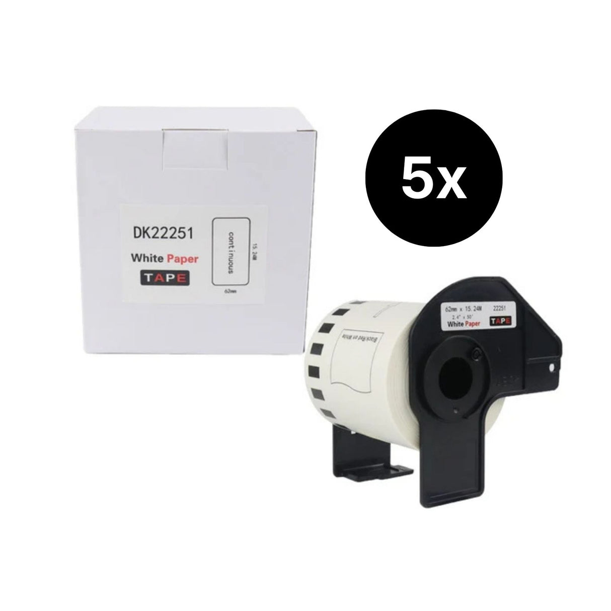 5er-Set Alternative Etikettenrolle zu Brother DK-22251 Etiketten