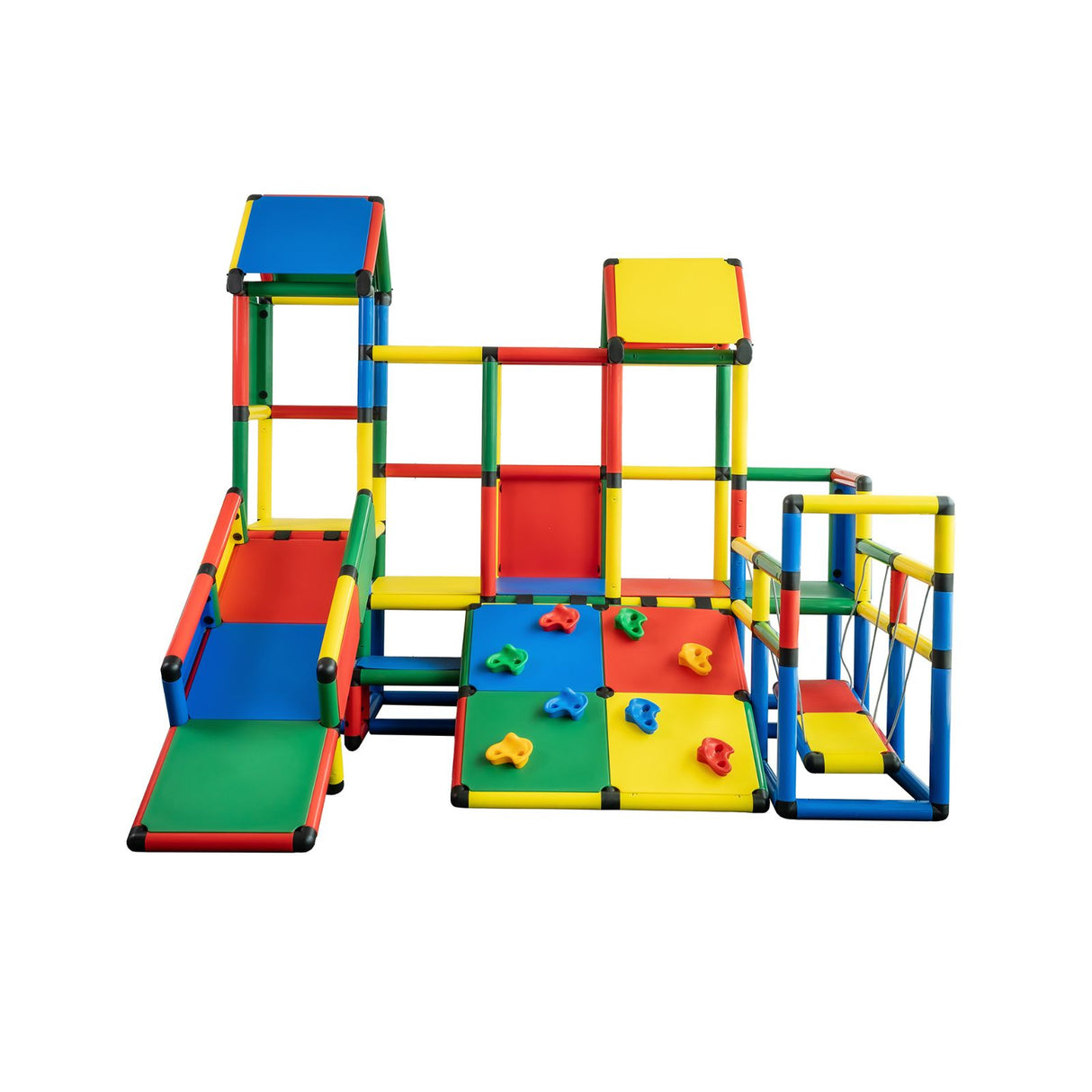 Klettergerüst für Kinder mit Rutsche und Hängebrücke Spielturm