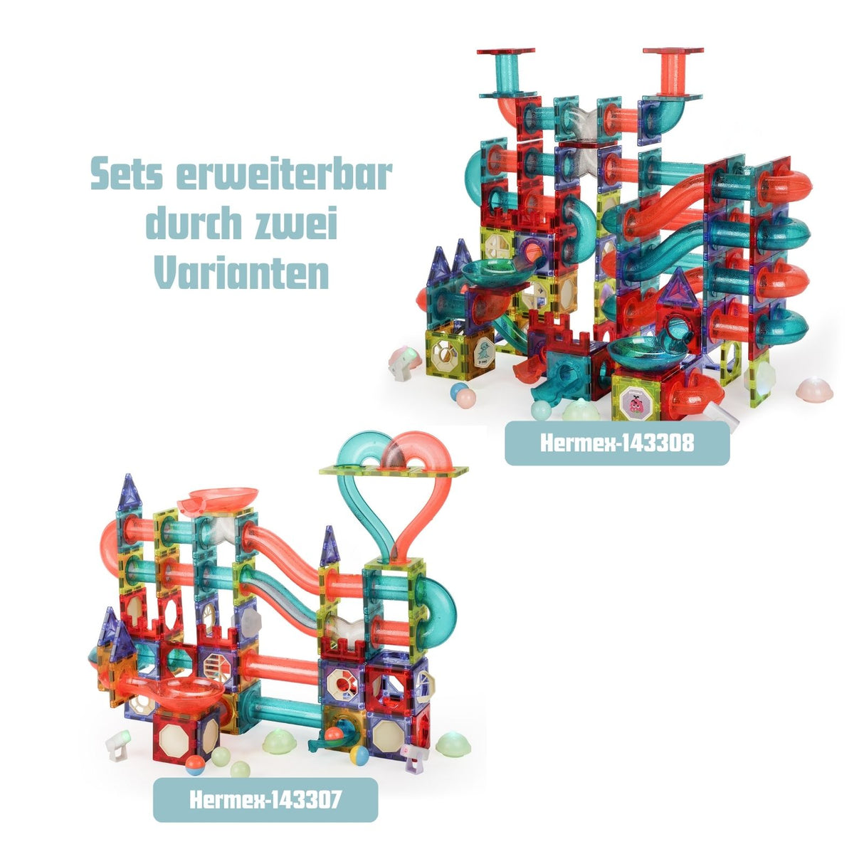 294-tlg. Magnetbahn Magnetische Kugelbahn Magnetbausteine Murmelbahn