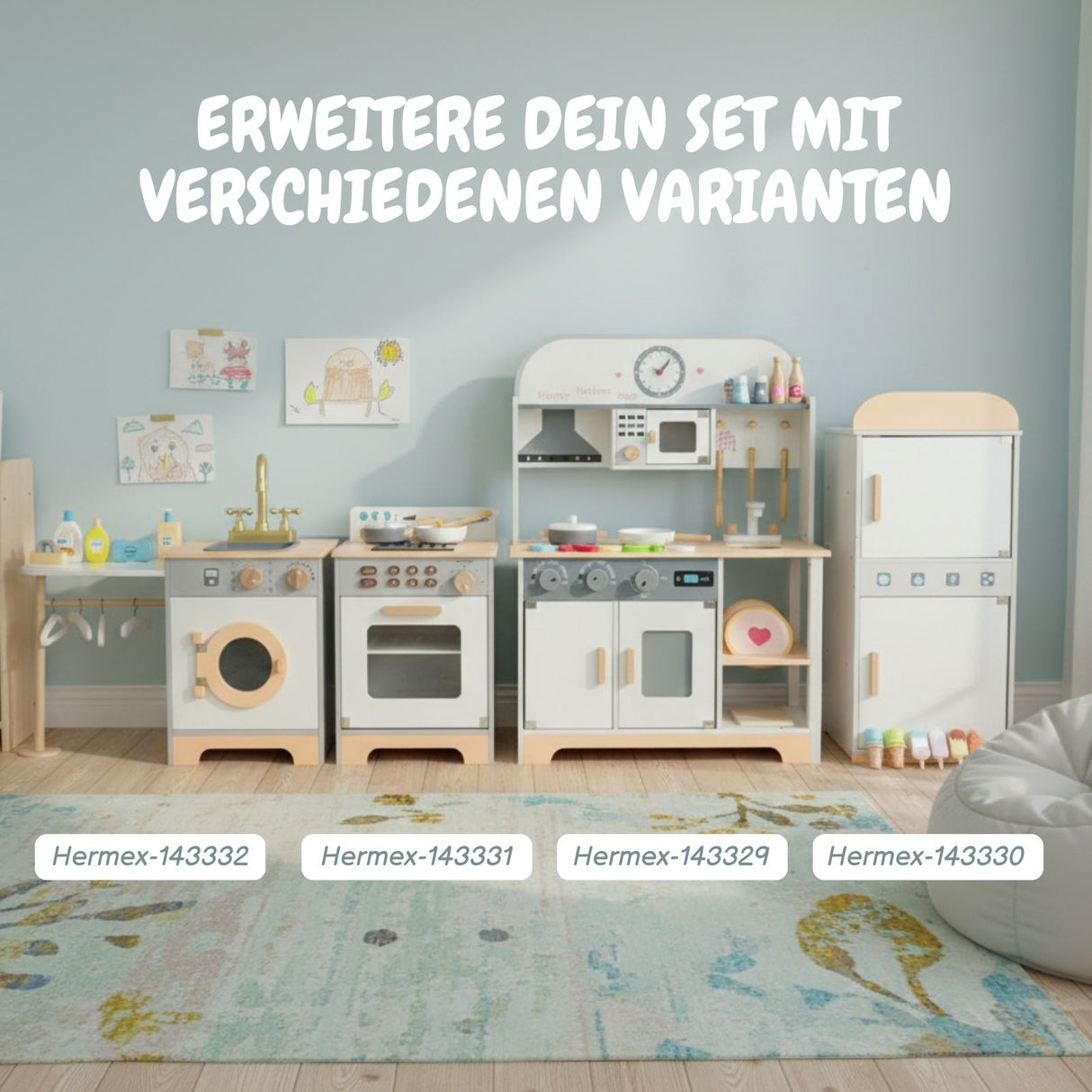 Kinder Spielhaus-Kochstation aus Holz mit Zubehör Kinderküche