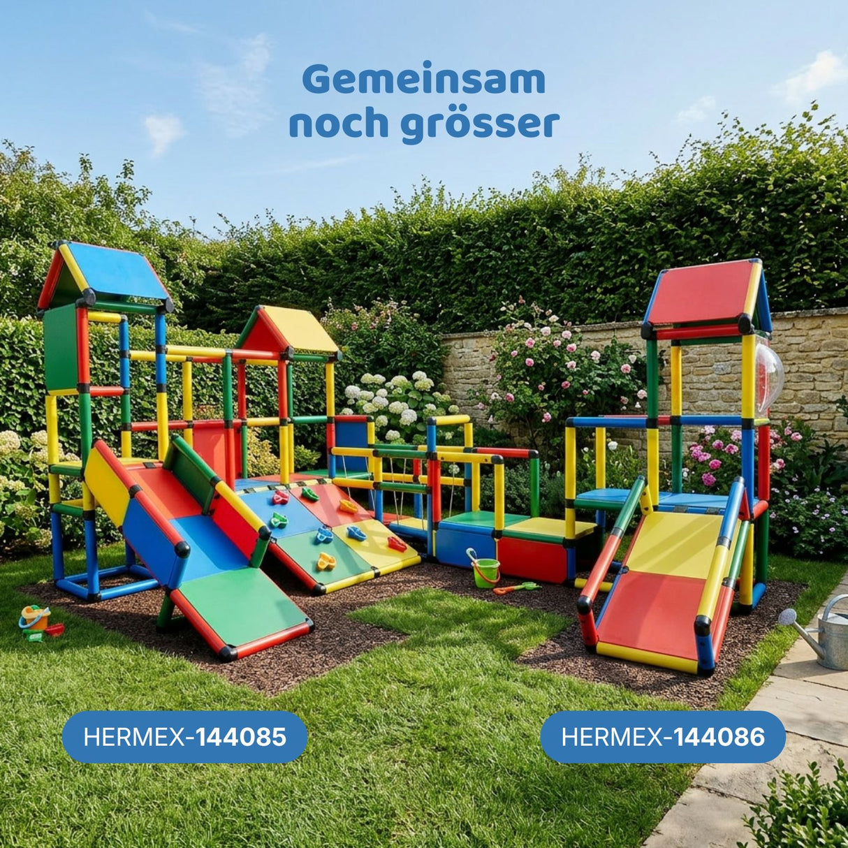 Klettergerüst für Kinder mit Rutsche und Hängebrücke Spielturm