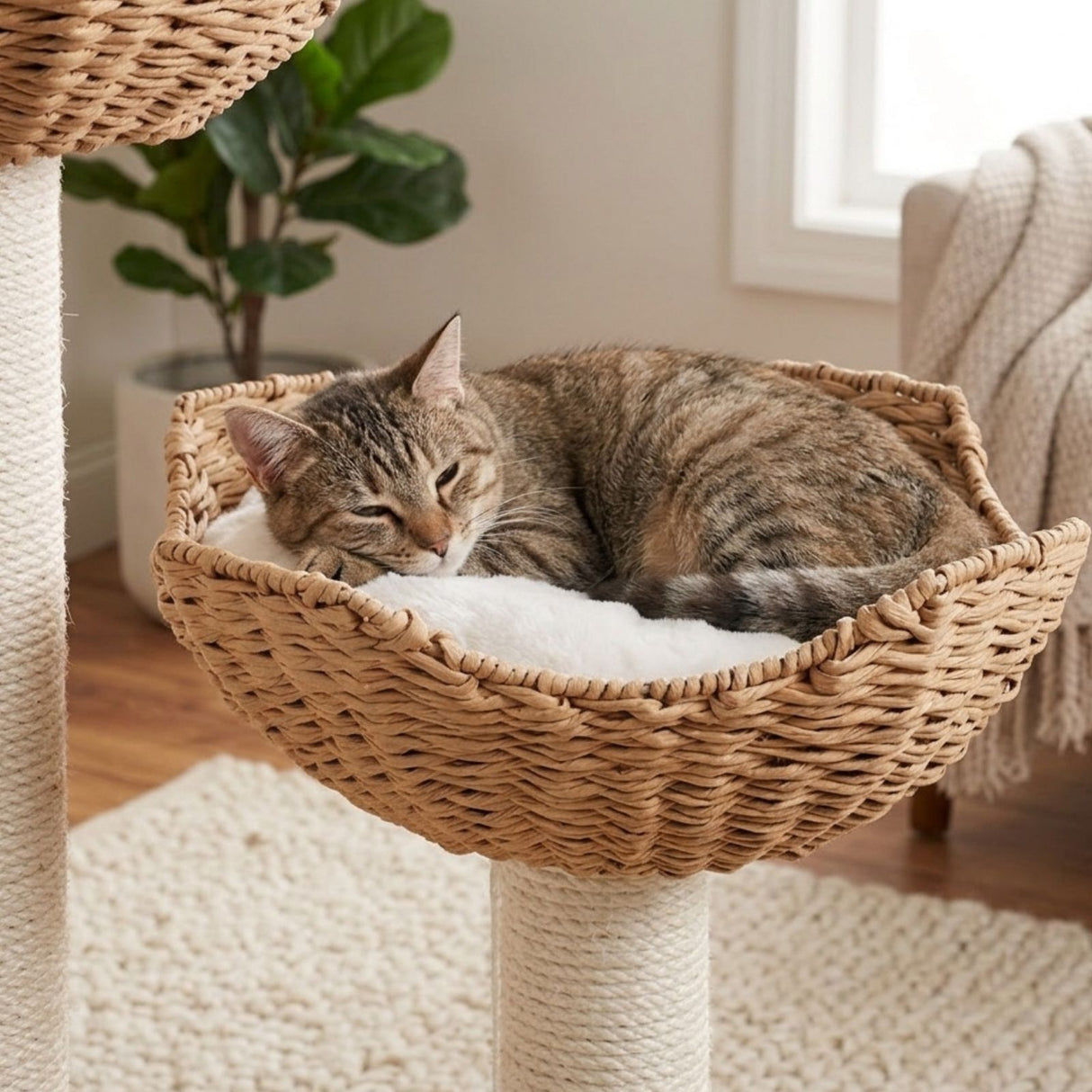 Kratzbaum mit Körben und Rondell Kletterbaum Katzenbaum Katzenspielzeug