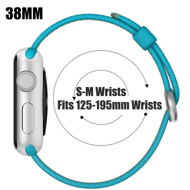 Apple Watch 44mm / 42mm Nylon Stoff Armband Schnalle mit Dorn BLAU Skyblue