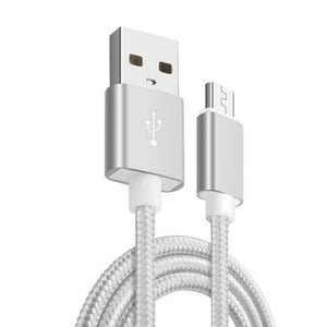 Anki Micro USB Metall Ladekabel Stoff Datenkabel 1m SILBER