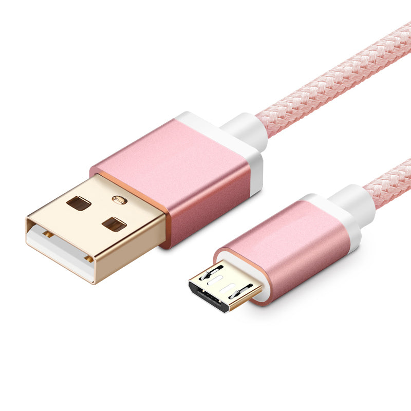 Anki Micro USB Metall Ladekabel Stoff Datenkabel 1m ROSÉGOLD