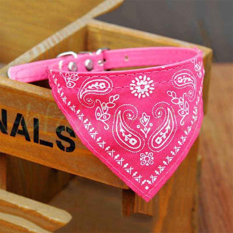 Hundehalsband mit Tuch Bandana Katze Einstellbar Leder Stoff XS PINK