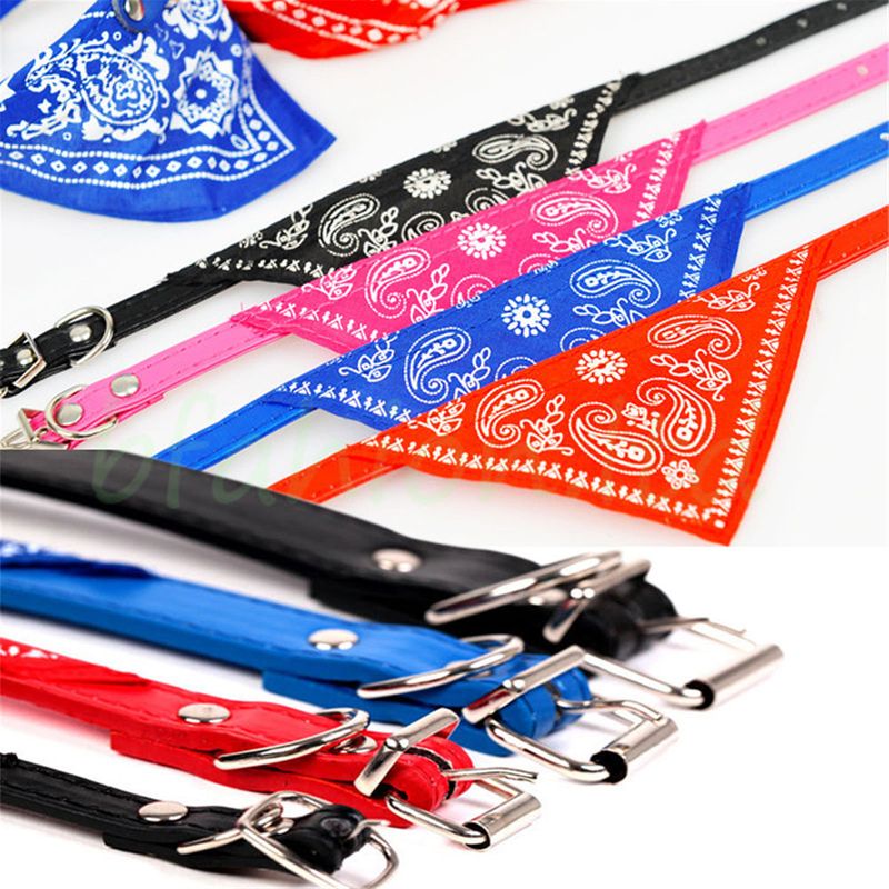 Hundehalsband mit Tuch Bandana Katze Einstellbar Leder Stoff XS PINK