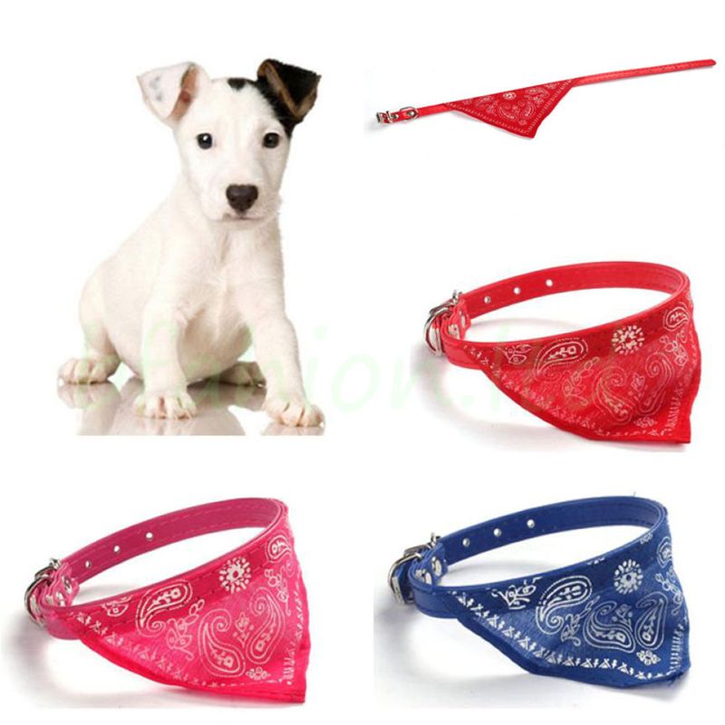 Hundehalsband mit Tuch Bandana Katze Einstellbar Leder Stoff XS PINK