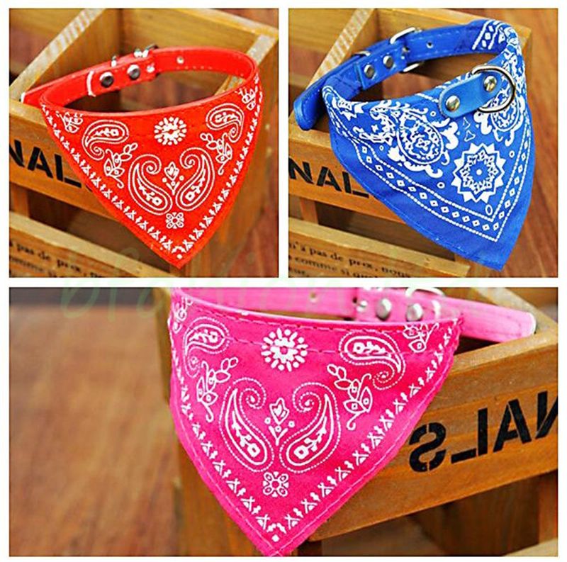 Hundehalsband mit Tuch Bandana Katze Einstellbar Leder Stoff XS PINK