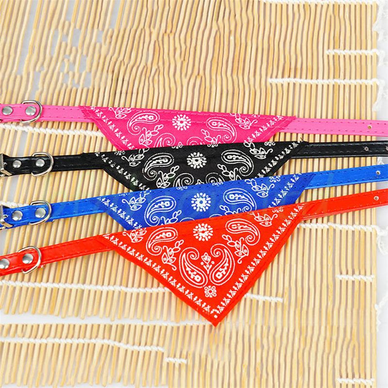 Hundehalsband mit Tuch Bandana Katze Einstellbar Leder Stoff XS PINK