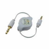 3.5mm Audio ausziehbares 1 Meter Kabel AUX Klinke Stereo WEISS