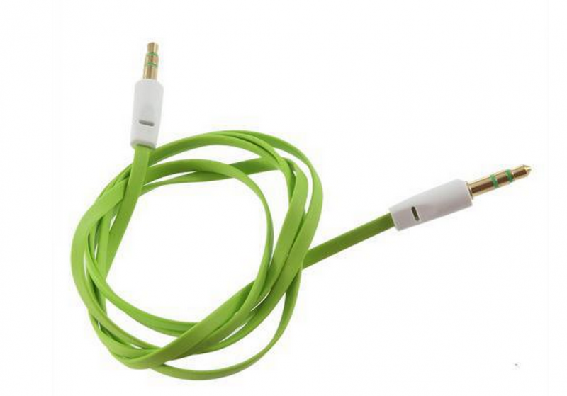 1m 3.5mm Audio AUX Klinke Stereo FLACH Kabel GRÜN
