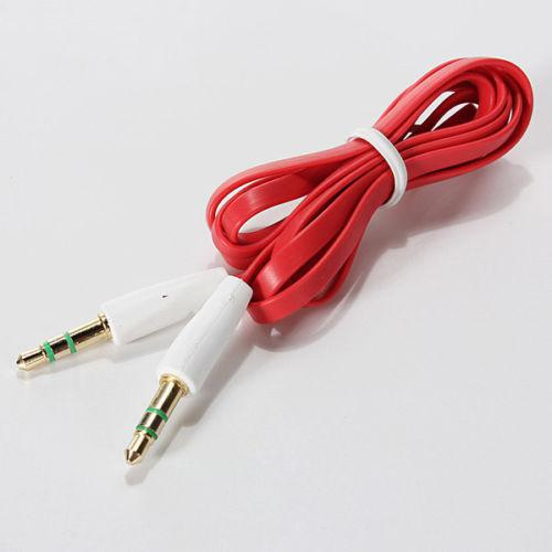 1m 3.5mm Audio AUX Klinke Stereo FLACH Kabel ROT