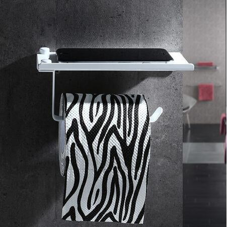 Toilettenpapierhalter Edelstahl mit Handyablage Badzubehör silberfarbi