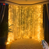 Lichterkette Lichtervorhang Dekoration Leuchtgirlande LED Warmweiss