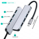 Dockingstation Multi USB-Hub USB-C 5in1 USB-A 3.0/2.0 HDMI 4K 5-port